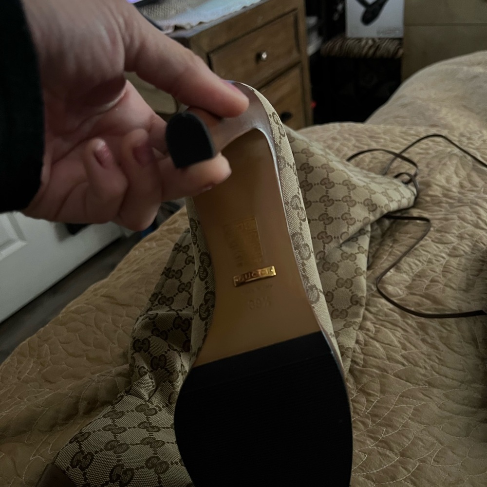 Gucci Tan Monogram Knee-High Boots - Picture 9 of 9